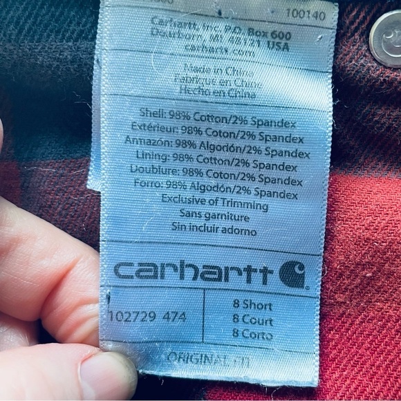 Carhartt Flannel-Lined Straight Leg Jeans – Blue Denim, Size 8 Short - Picture 10 of 14